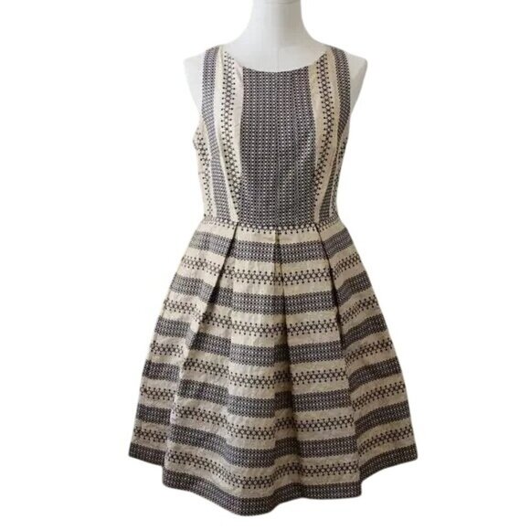 Anthropologie Eva Franco Gold Metallic Fit & Flare Sleeveless Dress - Picture 1 of 5